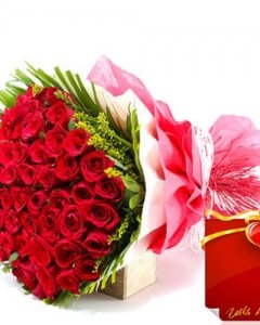 100 red rose w/i love you card