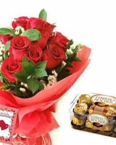 12 holland red bouquet w/16 ferrero